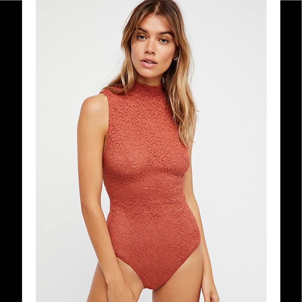 Free People lace high neck sleeveless bodysuit- S
